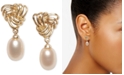 Macy's Cultured Freshwater Pearl (7 x 9mm) Love Knot Drop Earrings in 18k Gold-Plated Sterling Silver